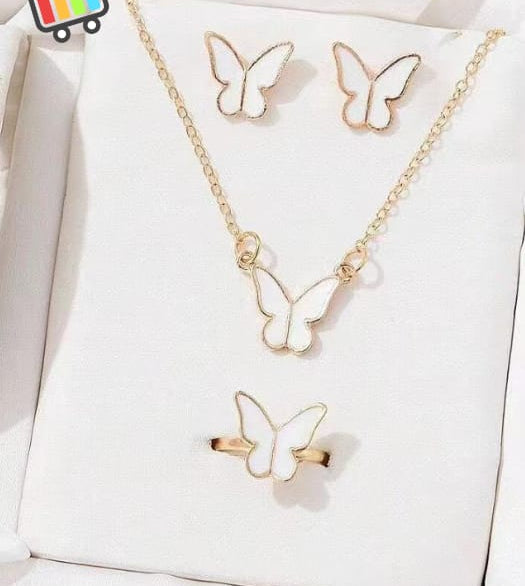 Butterfly Set, Pack Of 4 / Pendants Necklace Earrings Ring For Women Jewelry ₨366