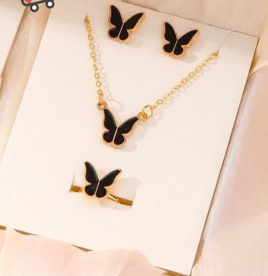 Butterfly Set, Pack Of 4 / Pendants Necklace Earrings Ring For Women Jewelry ₨366