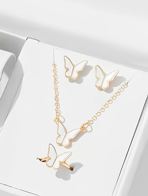 Butterfly Set, Pack Of 4 / Pendants Necklace Earrings Ring For Women Jewelry ₨366