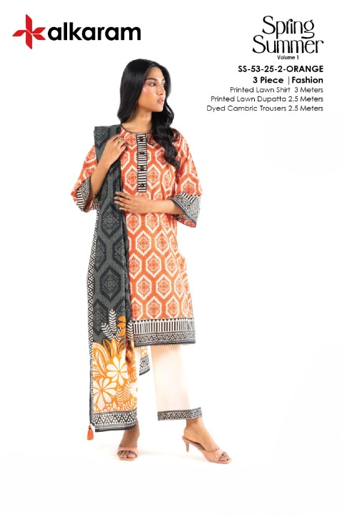 Alkaram Lawn | Unstitched Collection 3 Pieces Casual Wear| Summer Collection 2025 Collection Vol 1❤️