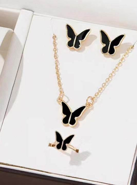 Butterfly Set, Pack Of 4 / Pendants Necklace Earrings Ring For Women Jewelry ₨366