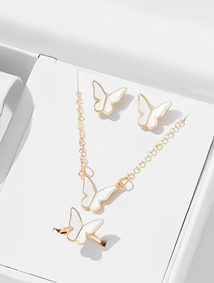 Butterfly Set, Pack Of 4 / Pendants Necklace Earrings Ring For Women Jewelry ₨366