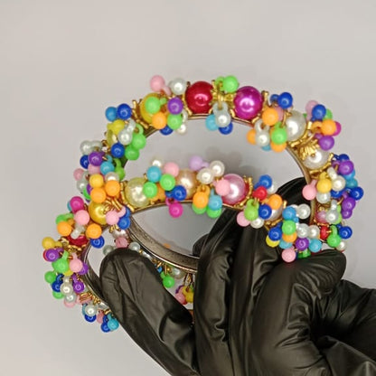 Colorful Beaded Gold Bangles – Bangles For Girls & Women – Best Quality Bangles – Karay For Girls – Without Box – ( Pair )
