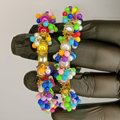 Colorful Beaded Gold Bangles – Bangles For Girls & Women – Best Quality Bangles – Karay For Girls – Without Box – ( Pair )