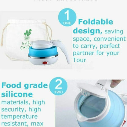 Fast Water Boiling 600 Ml Portable Kettle Travel Kettle Foods Boils Quickly Silicone Small Collapsible Foldable Electric Sports Bottles(random Color)