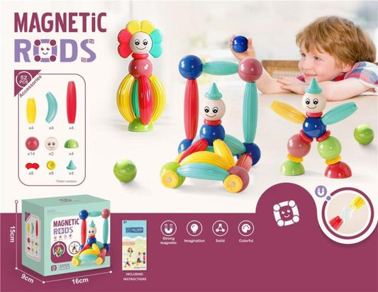Magnetic Rods Toy 52 Pieces Magnetic Stick Building Blocks Magnetic Blocks For Kids Diy Magnetics Sticks Blocks Montessori Toys